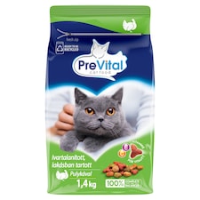 PreVital száraz macskaeledel, macskatáp steril, lakásban tartott macskáknak pulykával 1,4 kg