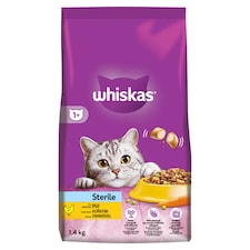 Whiskas Sterile teljes értékű szárazeledel felnőtt macskák számára csirkével 1,4 kg