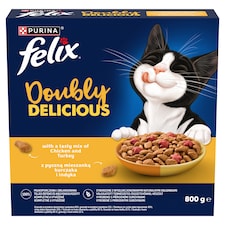 Purina Felix Doubly Delicious csirke és pulyka keverékével, céklával száraz macskaeledel 800 g