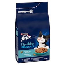 Purina Felix Doubly Delicious lazac és óceáni hal keverékével, céklával száraz macskaeledel 1,4 kg