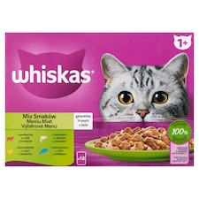 Whiskas 1+ Vegyes Menü teljes értékű nedves eledel felnőtt macskáknak 12 x 85 g (1,02 kg)