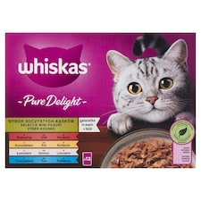 Whiskas 1+ Pure Delight teljes értékű nedves eledel felnőtt macskáknak 12 x 85 g (1,02 kg)