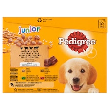 Pedigree Junior Vegyes Válogatás teljes értékű nedves eledel kölyökkutyáknak 12 x 100 g (1,2 kg)