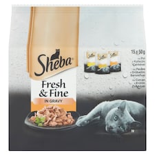 Sheba Fresh & Fine teljes értékű nedves eledel felnőtt macskáknak 15 x 50 g (750 g)
