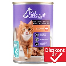 Pet Specialist teljes értékű állateledel felnőtt macskák számára, falatkák lazaccal aszpikban 415 g