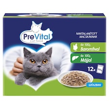 PreVital nedves macskaeledel, macskatáp steril macskáknak szószban alutasakos 12 x 100 g