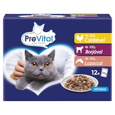 PreVital nedves macskaeledel, macskatáp felnőtt macskáknak szószban alutasakos 12 x 100 g