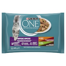 Purina One Difficult Appetite teljes értékű állateledel felnőtt macskák számára 4 x 85 g (340 g)