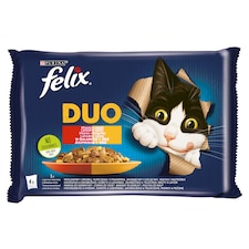 Purina Felix Fantastic Duo házias válogatás aszpikban nedves macskaeledel 4 x 85 g (340 g)