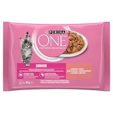 Purina One Junior állateledel 1 és 12 hónapos kor közötti macskák számára lazaccal 4 x 85 g (340 g)