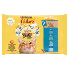 Purina Friskies szószban lazaccal/tonhallal/szardíniával/tőkehallal nedves macskaeledel 4 x 85 g