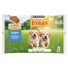 Purina Friskies Junior szószos válogatás nedves kutyaeledel 4 x 85 g (340 g)