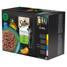 Sheba Nature's Collection Vegyes választék teljes értékű nedves eledel felnőtt macskáknak 12 x 85 g