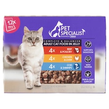 Pet Specialist teljes értékű állateledel felnőtt macskák számára falatok aszpikban 12 x 100 g