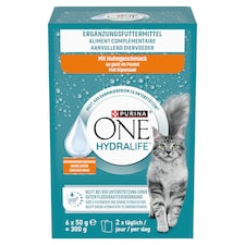 Purina One Hydralife kiegészítő állateledel felnőtt macskáknak csirke ízesítéssel 6 x 50 g (300 g)