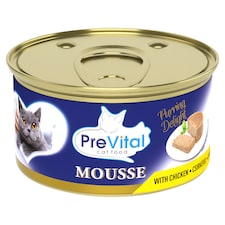 PreVital Mousse nedves macskaeledel, macskatáp felnőtt macskáknak csirkével pástétom konzerv 85 g