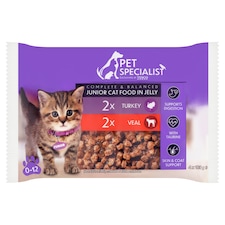 Pet Specialist teljes értékű állateledel kölyök macskák számára falatok aszpikban 4 x 100 g
