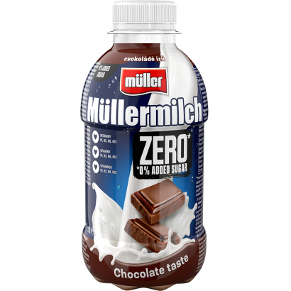 Müller Müllermilch Zero csokoládé ízű zsírszegény tejital édesítőszerekkel 387 ml