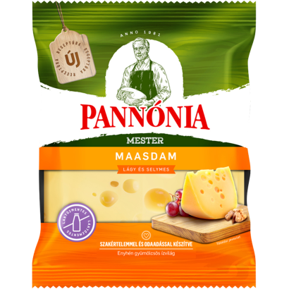 Pannónia Mester Maasdam darabolt, zsíros, félkemény, erjedési lyukas sajt 200 g