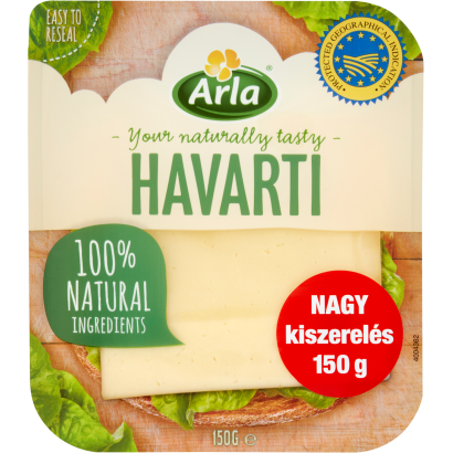 Arla szeletelt havarti röglyukas zsírdús, félkemény sajt 150 g