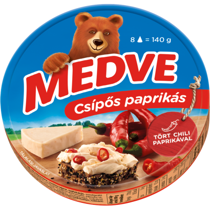 Medve csípős paprikás kenhető, félzsíros ömlesztett sajt 8 x 17,5 g (140 g)