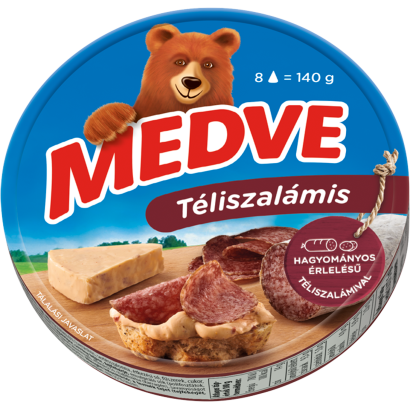 Medve téliszalámis kenhető, félzsíros ömlesztett sajt 8 x 17,5 g (140 g)