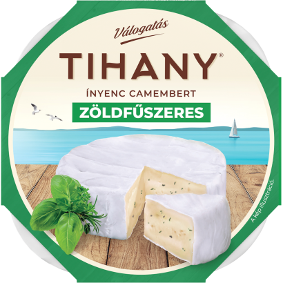 Tihany Válogatás Ínyenc Camembert zöldfűszeres zsírdús, lágy sajt 120 g