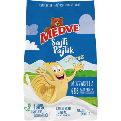 Medve Sajti Pajtik Tekergő mozzarella sajt snack 6 db 100 g