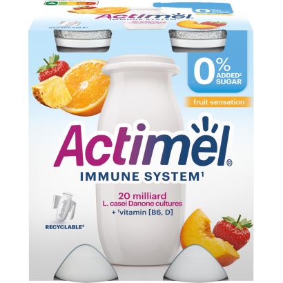 Danone Actimel vegyes gyümölcsízű sovány joghurtalapú ital  B6- és D-vitaminnal 4 x 100 g (400 g)