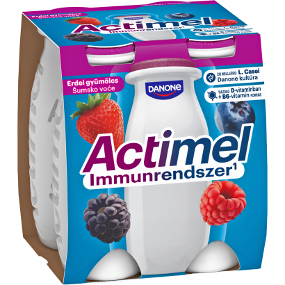 Danone Actimel zsírszegény, élőflórás, erdei gyümölcsízű joghurtalapú ital 4 x 100 g (400 g)