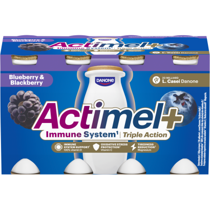 Danone Actimel+ áfonya- és feketeszeder ízű joghurtalapú ital 8 x 100 g (800 g)