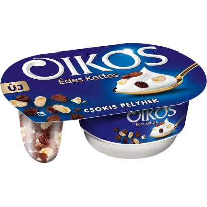 Danone Oikos Édes Kettes élőflórás édesített joghurt csokoládéval bevont kukoricapelyhekkel 102 g