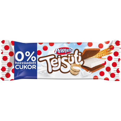 Pöttyös Tejsüti tejes krémmel töltött kakaós piskóta, hozzáadott cukor nélkül, édesítőszerekkel 20 g