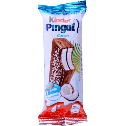 Kinder Pingui Tropical Coco csokoládéval bevont tejes és kókuszos krémmel töltött sütemény 30 g