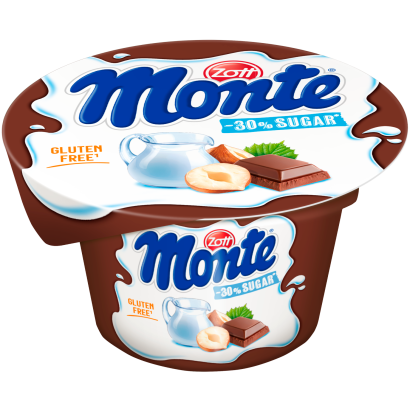 Zott Monte csokoládés, mogyorós tejdesszert -30% cukorral 150 g