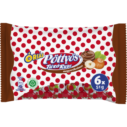 Pöttyös Óriás Túró Rudi étbevonattal mogyorókrémes töltelékkel 6x51 g