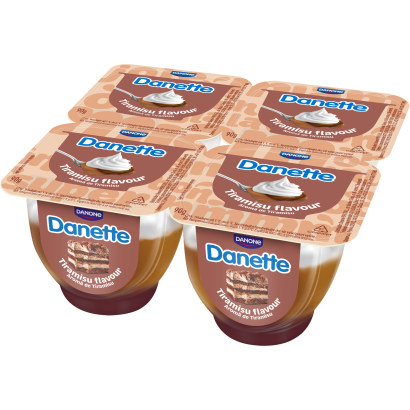 Danette tiramisuízű réteges tejdesszert, kávé- és csokoládé ízű rétegekkel 4 x 90 g (360 g)