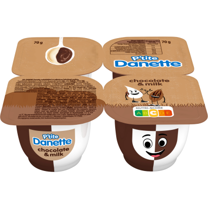 Danone Danette csokoládéízű és tejkrémes kétrétegű puding 4 x 70 g