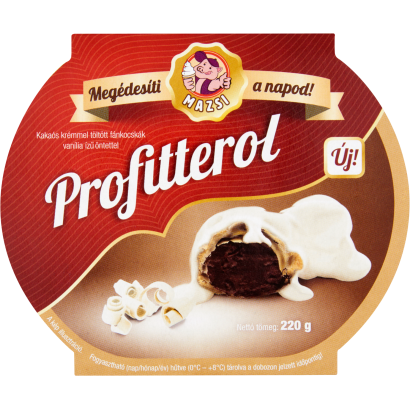 Mazsi Profiterol kakaós krémmel töltött fánkocskák habkrémben 220 g