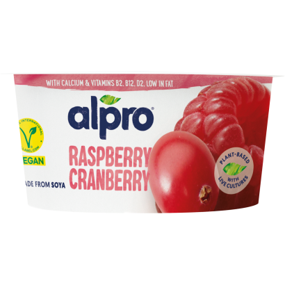 Alpro fermentált szójakészítmény, vörösáfonyás-málnás, hozzáadott kalciummal és vitaminokkal 150 g