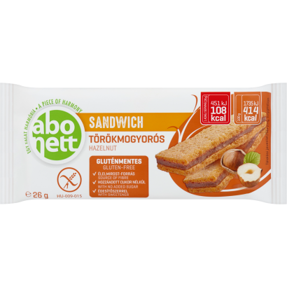 Abonett gluténmentes mogyorós szendvics édesítőszerrel 26 g