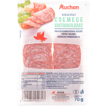 Auchan Kedvenc Csemege vastagkolbász szeletelt 70 g