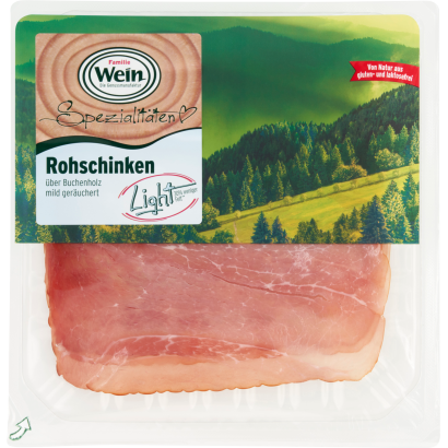Familie Wein Light bükkfával füstölt, szeletelt, nyers, lassan pácolt sonka sertéscombból 100 g