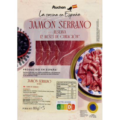 Auchan Collection Jamon Serrano szeletelt sonka 12 hónapig érlelt 80 g