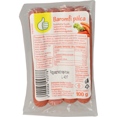 Auchan Tipp Baromfivirsli füstölt hámozott virsli 100 g