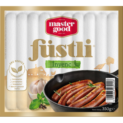 Master Good Füstli Ínyenc borsos és fokhagymás fűszerezésű, füst ízesítésű virsli csirkehúsból 350 g