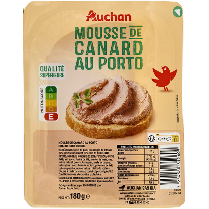 Auchan Kedvenc Kacsapástétom portói borral ízesítve 180 g