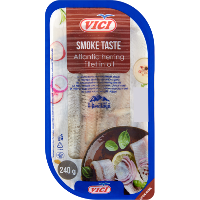 Vici füstölt ízű atlanti heringfilé olajban 240 g