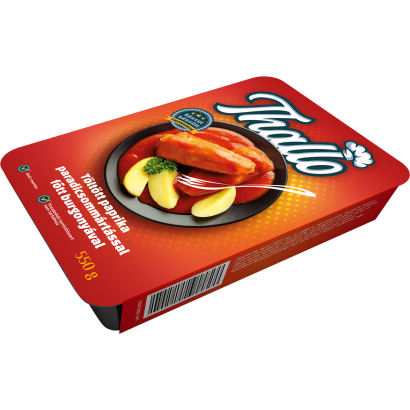 Töltött paprika paradicsommártással főtt burgonyával 550 g