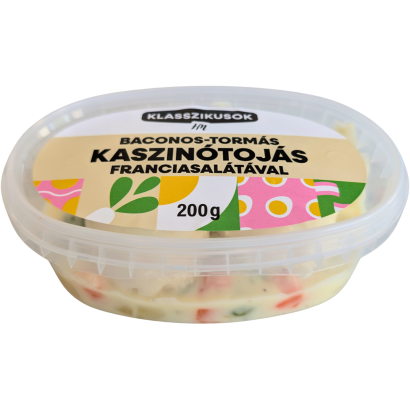 Kaszinótojás baconos tormakrémmel (2db) franciasalátával (50%) 200g